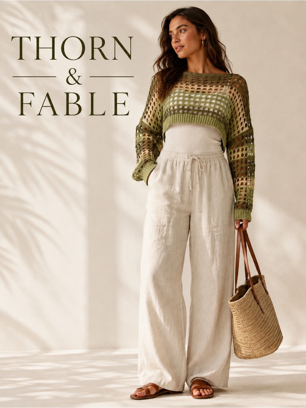 Thorn & Fable Open Knit Bolero 2 Green Cream Crop Shrug Fairy Grunge whimsigoth